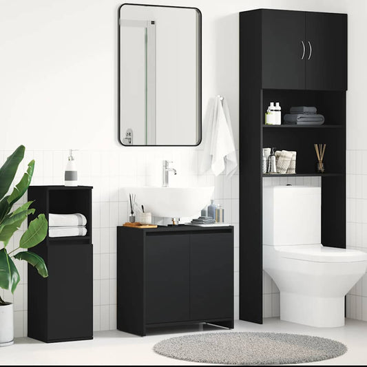 Bathroom Cabinet Black 60x33x61 cm Engineered Wood