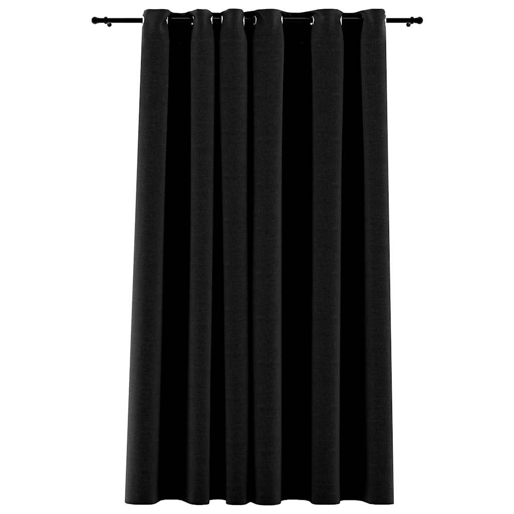 Linen-Look Blackout Curtains with Gromments Anthracite 290x245cm