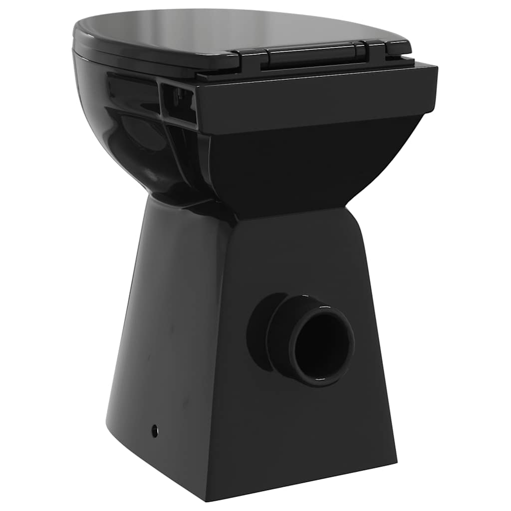 Rimless Toilet 7 cm Extra Height Soft Close Ceramic Black