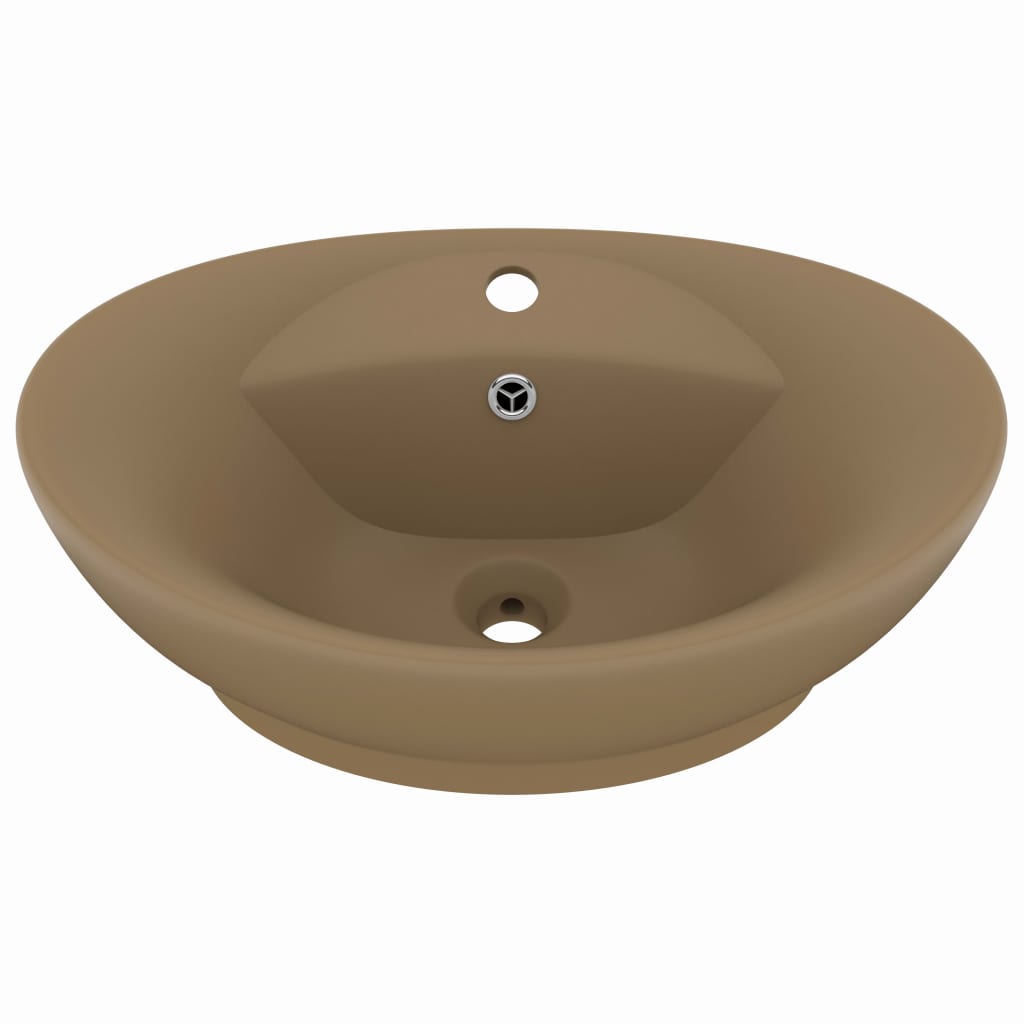 Luxury Basin Overflow Oval Matt Cream 58.5x39 cm Ceramic