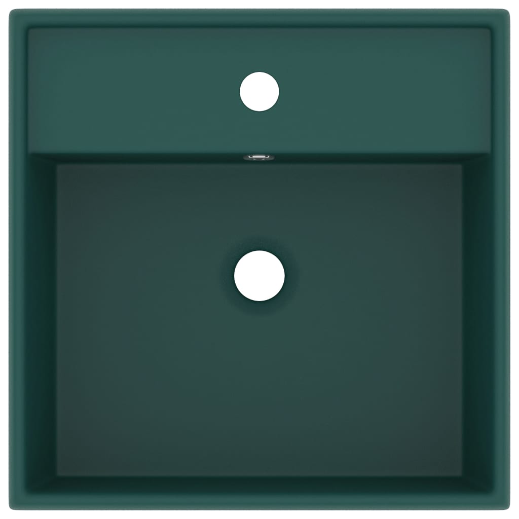 Luxury Basin Overflow Square Matt Dark Green 41x41 cm Ceramic