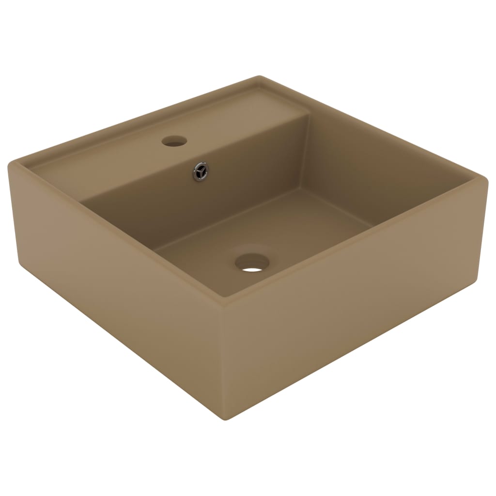 Luxury Basin Overflow Square Matt Cream 41x41 cm Ceramic