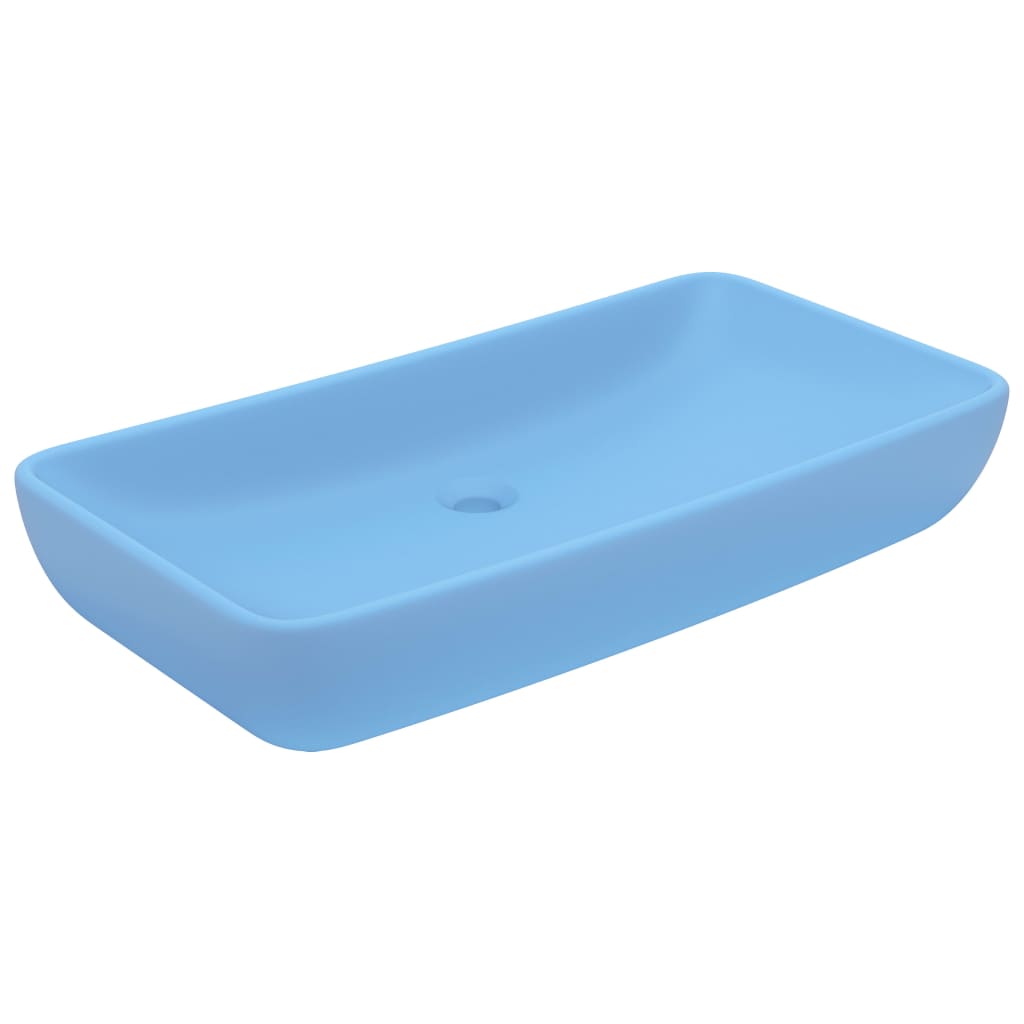 Luxury Basin Rectangular Matt Light Blue 71x38 cm Ceramic