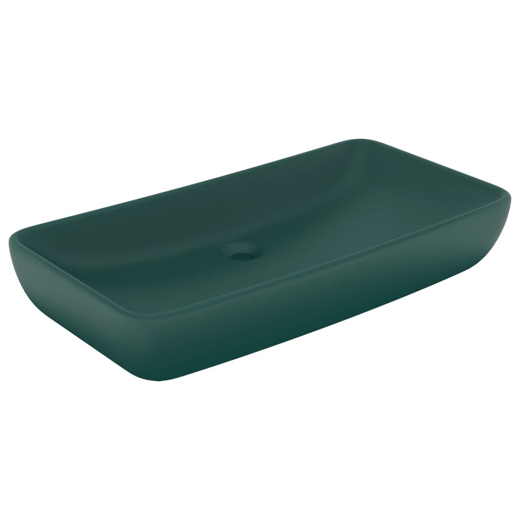 Luxury Basin Rectangular Matt Dark Green 71x38 cm Ceramic