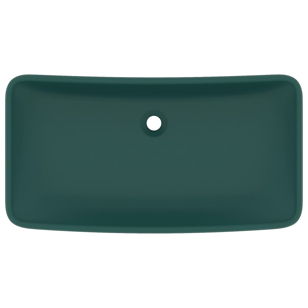 Luxury Basin Rectangular Matt Dark Green 71x38 cm Ceramic
