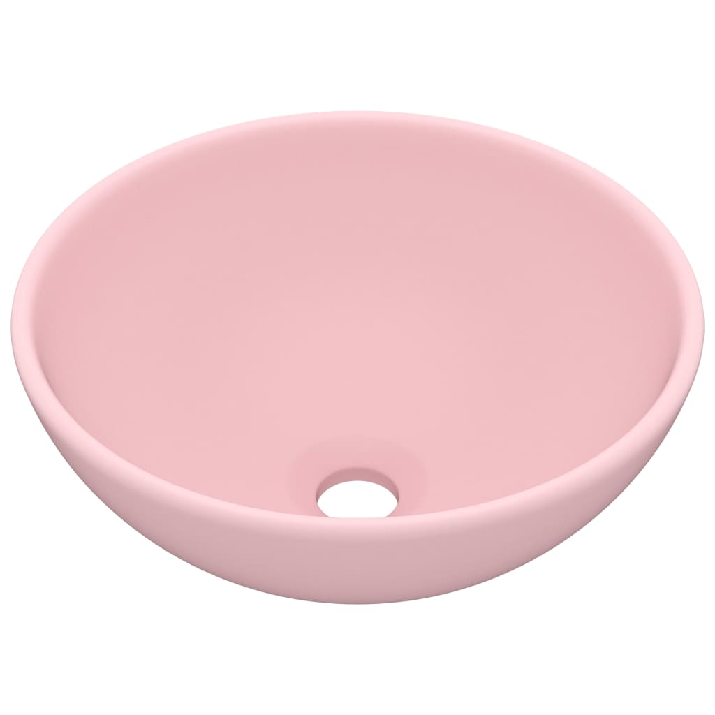 Luxury Bathroom Basin Round Matt Pink 32.5x14 cm Ceramic