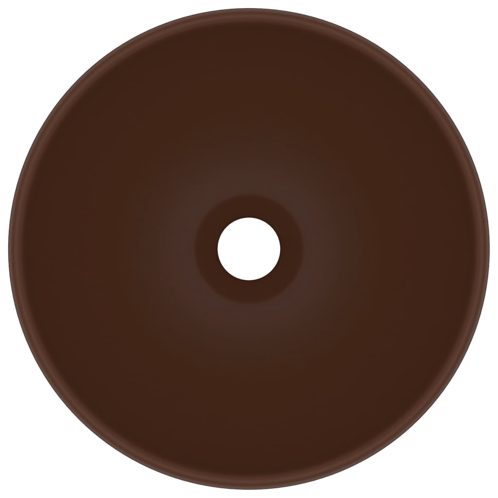 Luxury Bathroom Basin Round Matt Dark Brown 32.5x14 cm Ceramic