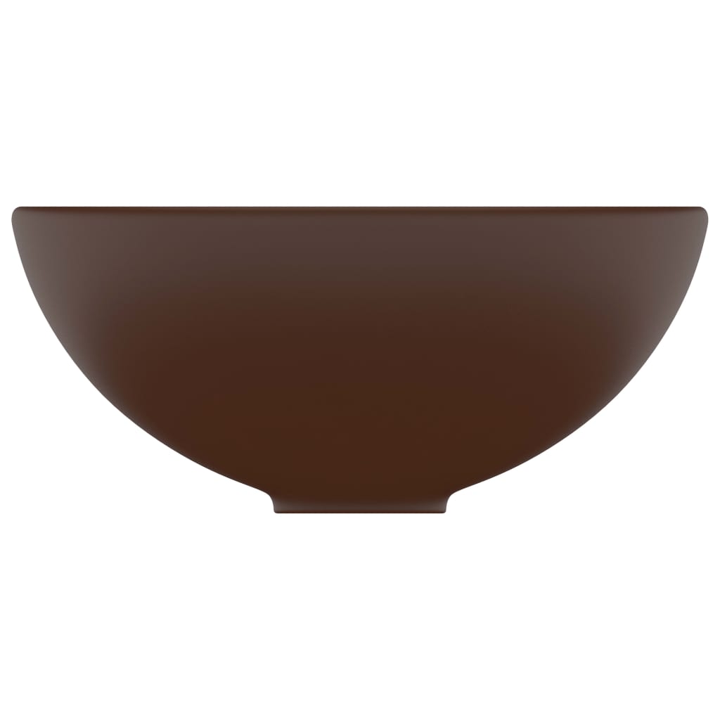 Luxury Bathroom Basin Round Matt Dark Brown 32.5x14 cm Ceramic