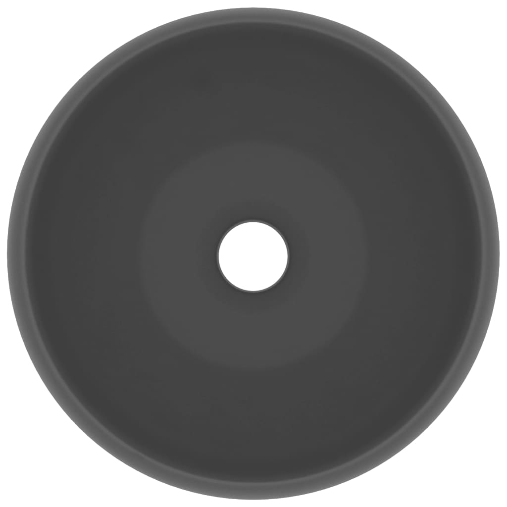 Luxury Wash Basin Round Matt Dark Grey 40x15 cm Ceramic