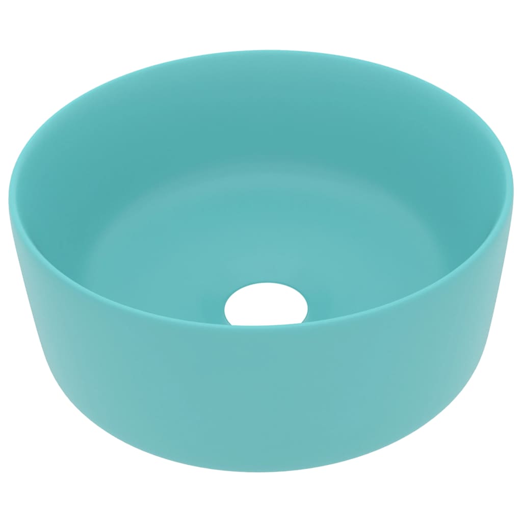 Luxury Wash Basin Round Matt Light Green 40x15 cm Ceramic