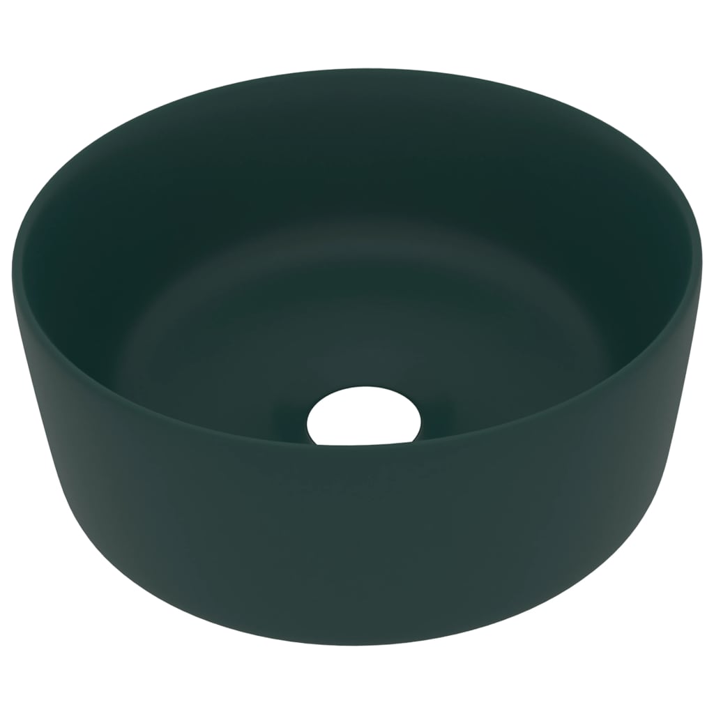 Luxury Wash Basin Round Matt Dark Green 40x15 cm Ceramic