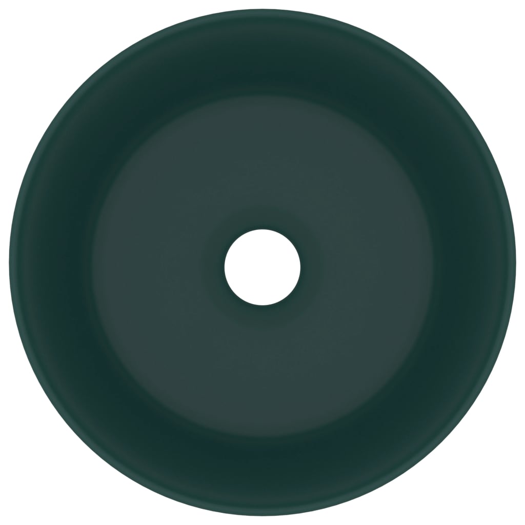 Luxury Wash Basin Round Matt Dark Green 40x15 cm Ceramic