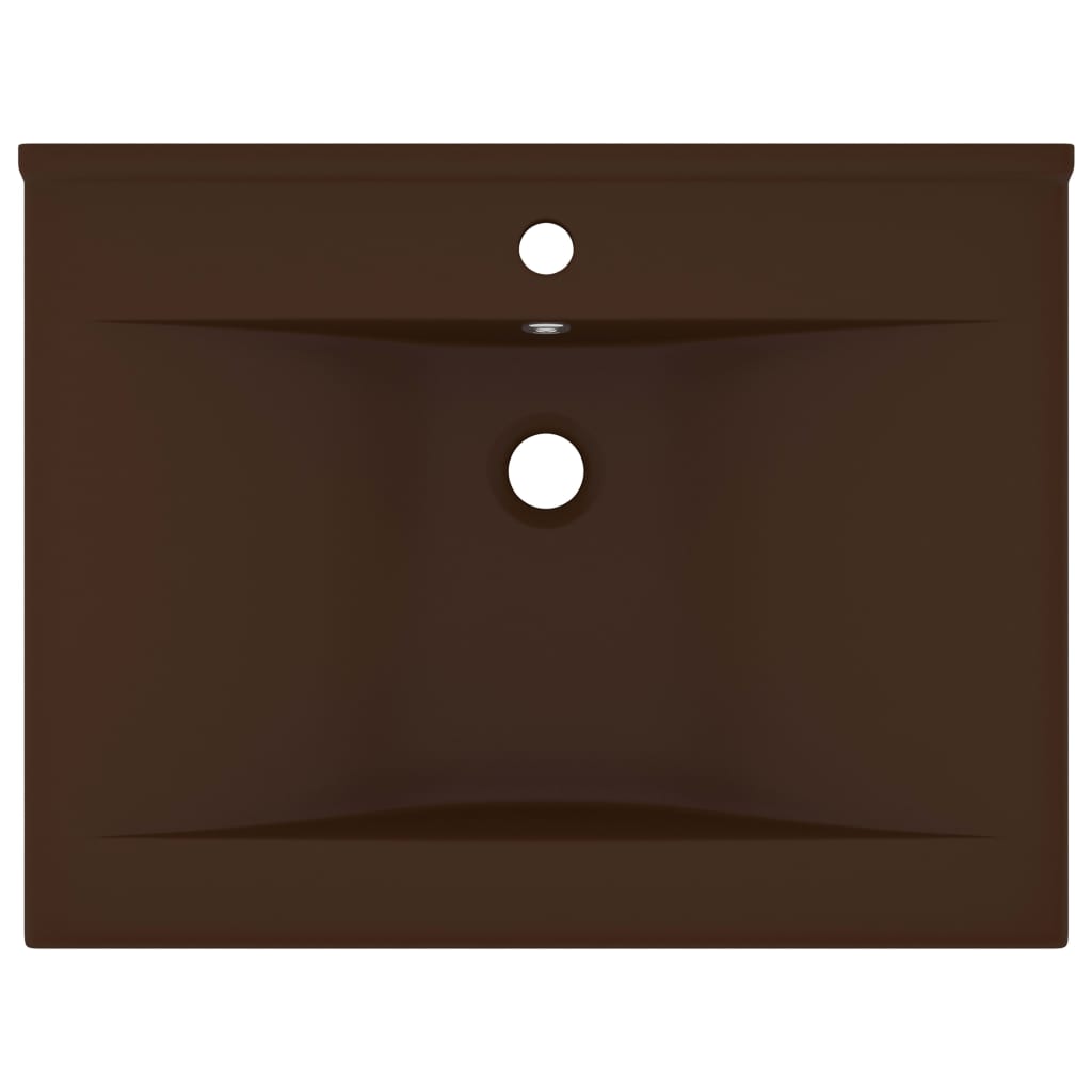 Luxury Basin with Faucet Hole Matt Dark Brown 60x46 cm Ceramic