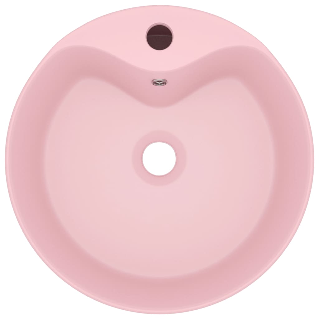 Luxury Wash Basin with Overflow Matt Pink 36x13 cm Ceramic