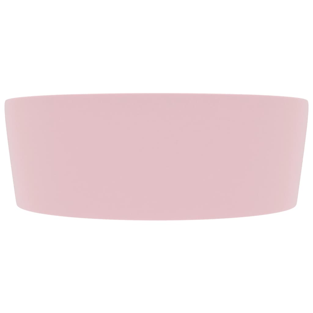 Luxury Wash Basin with Overflow Matt Pink 36x13 cm Ceramic