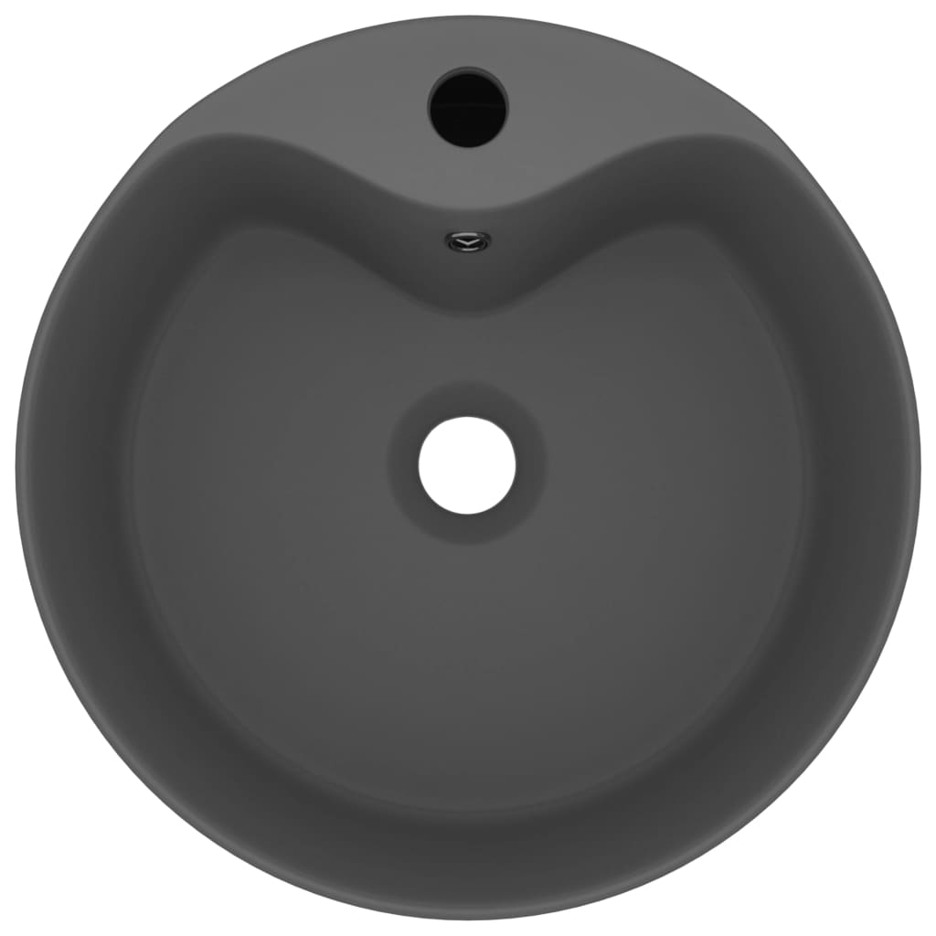 Luxury Wash Basin with Overflow Matt Dark Grey 36x13 cm Ceramic
