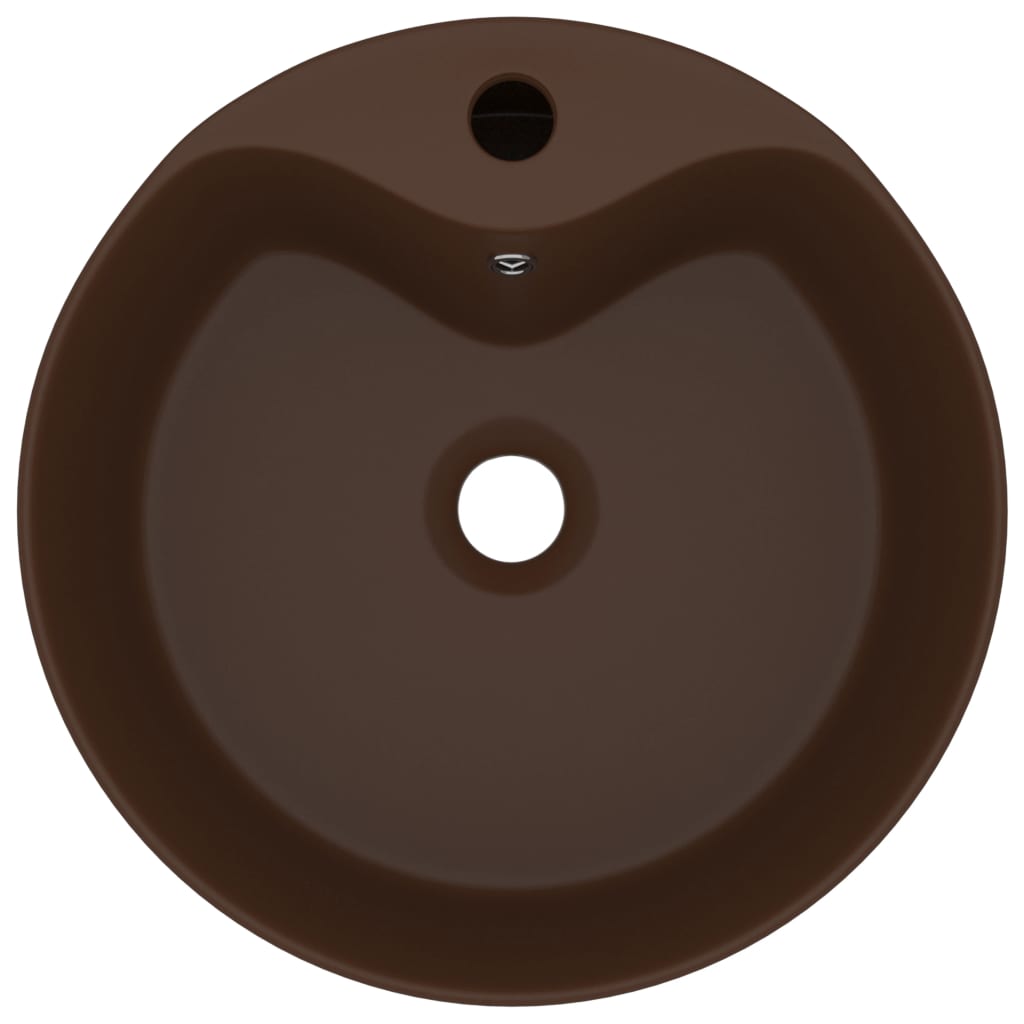 Luxury Wash Basin with Overflow Matt Dark Brown 36x13 cm Ceramic