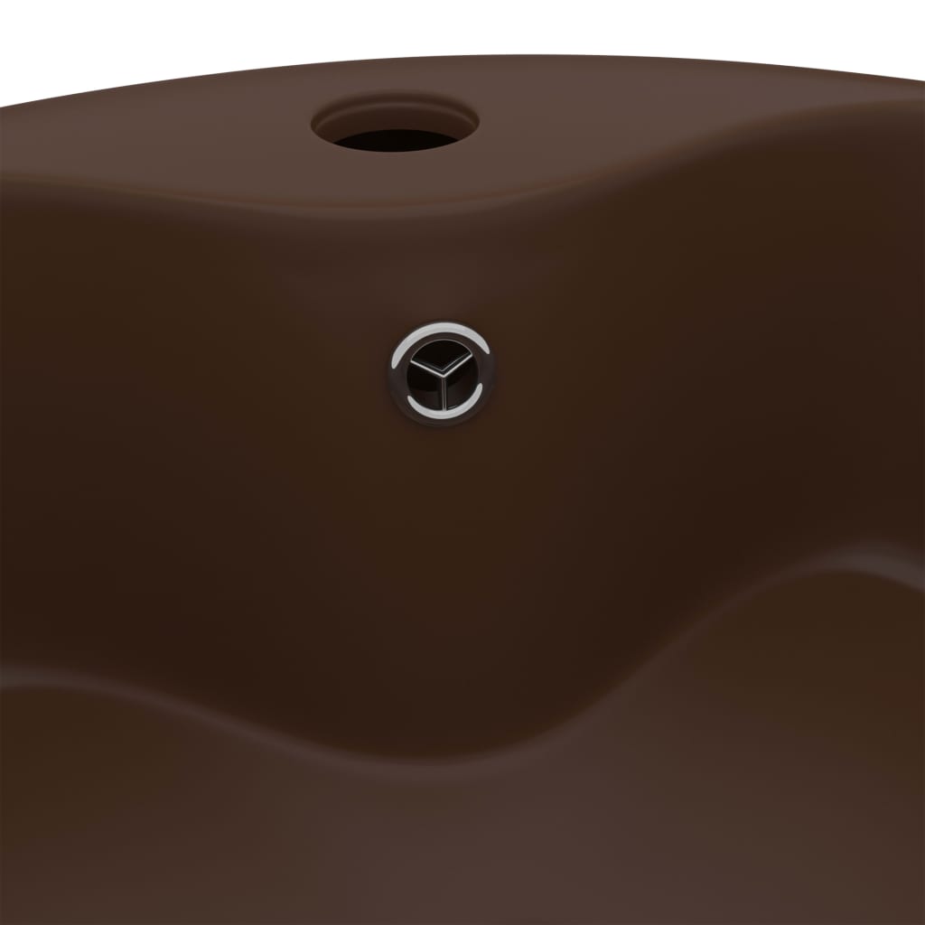 Luxury Wash Basin with Overflow Matt Dark Brown 36x13 cm Ceramic