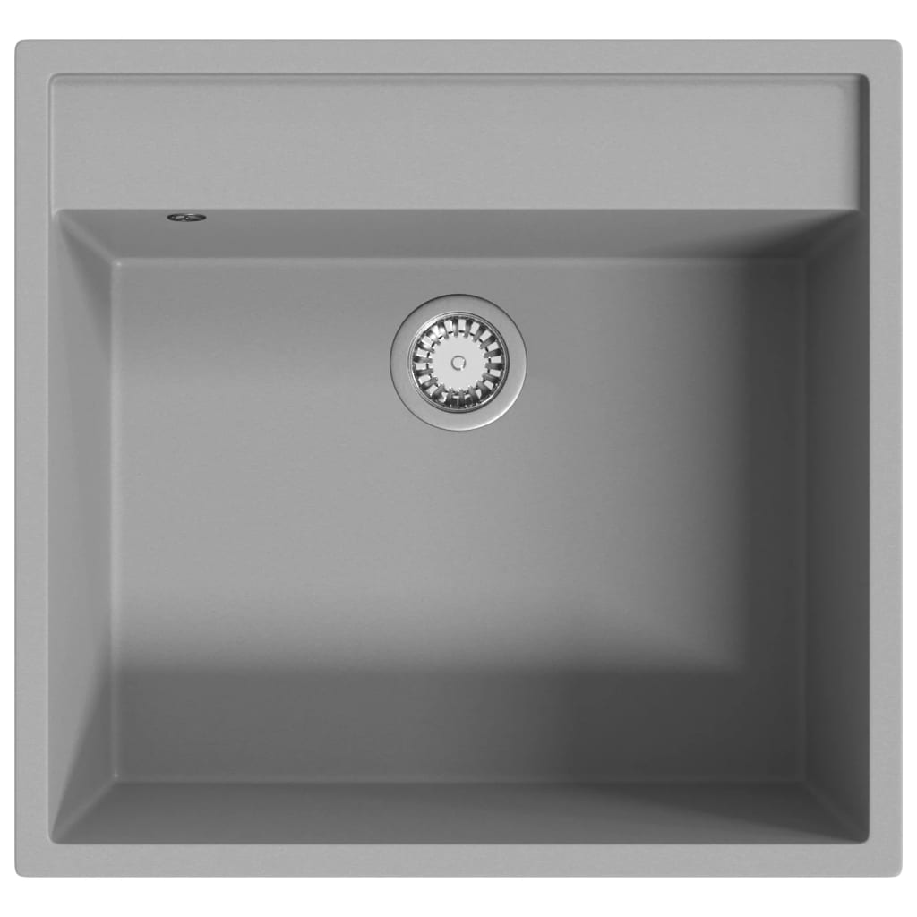 Kitchen Sink with Overflow Hole Grey Granite