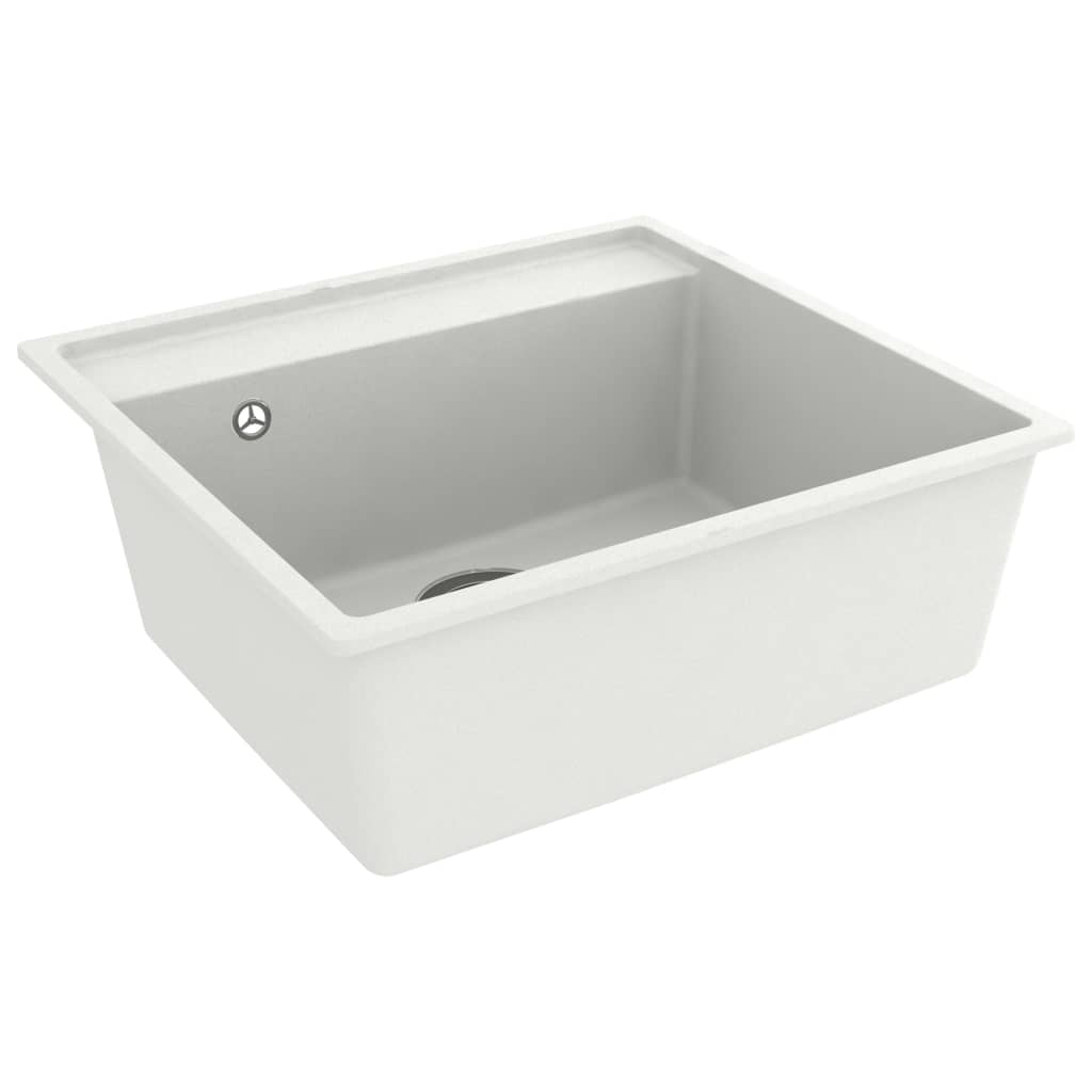 Kitchen Sink with Overflow Hole White Granite
