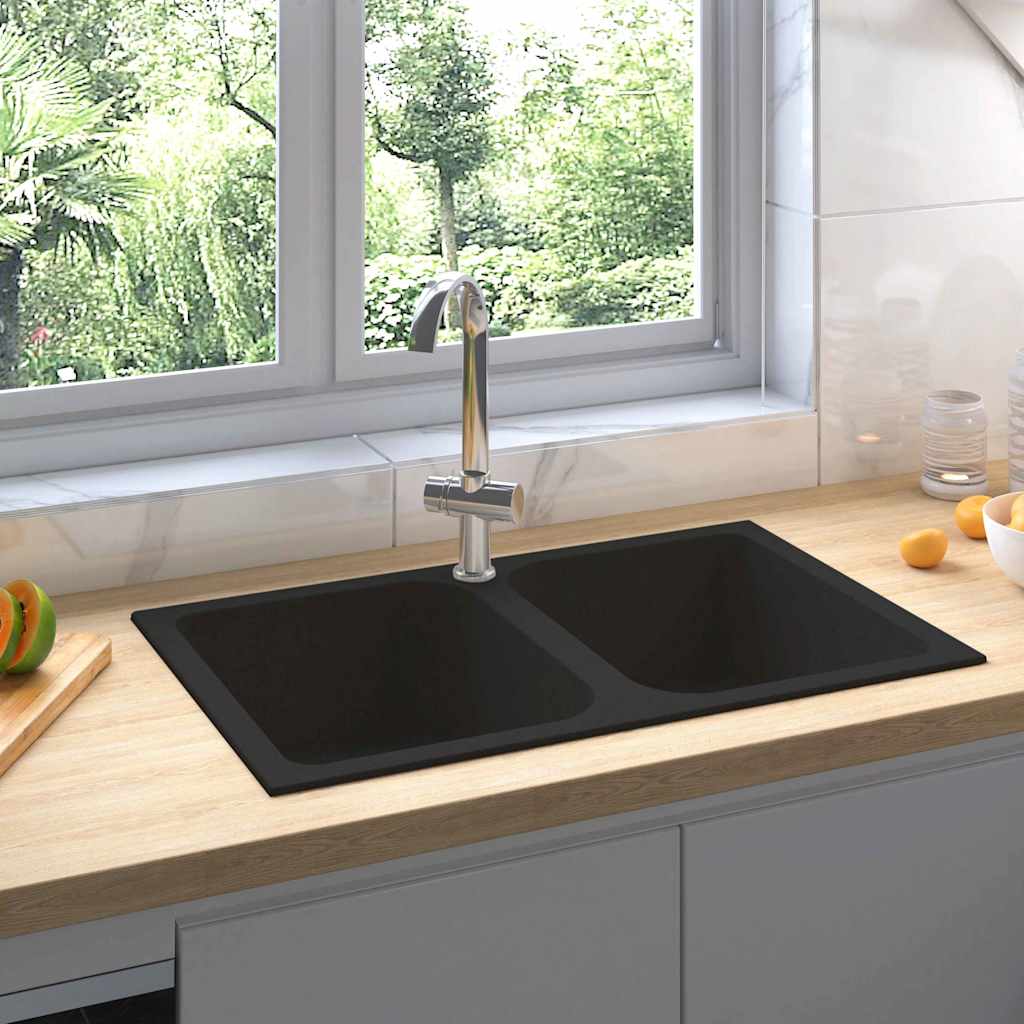 Kitchen Sink Black 76 x 48 x 30 cm Granite
