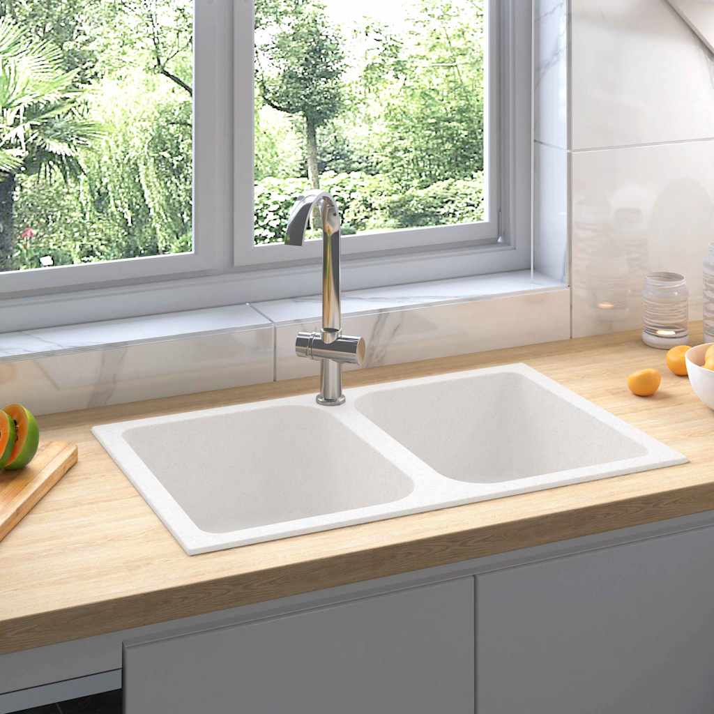 Kitchen Sink White 76 x 48 x 30 cm Granite