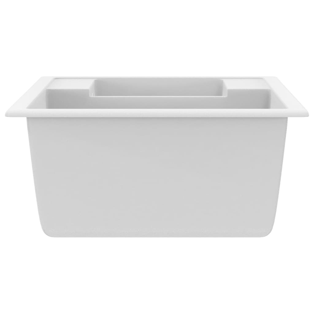 Kitchen Sink with Overflow Hole Double Basins White Granite