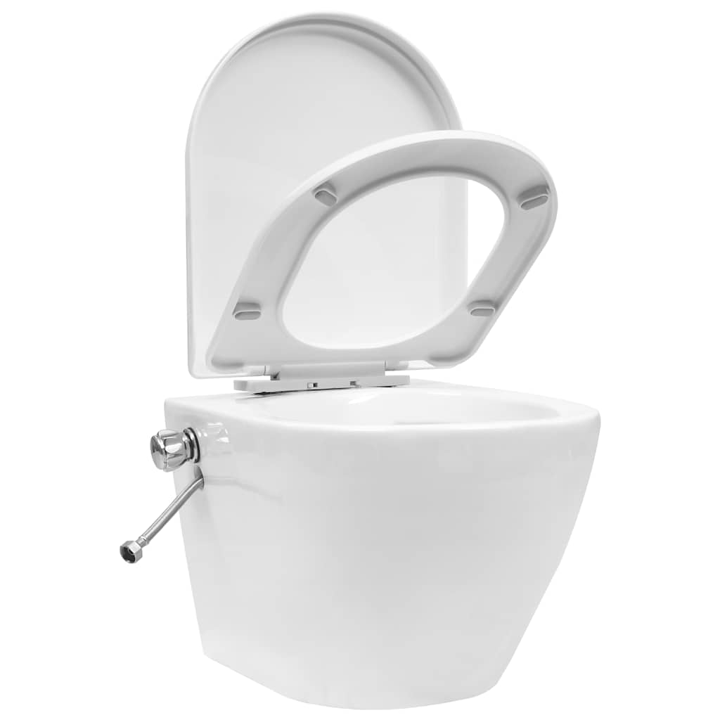 Wall Hung Rimless Toilet with Concealed Cistern Ceramic White