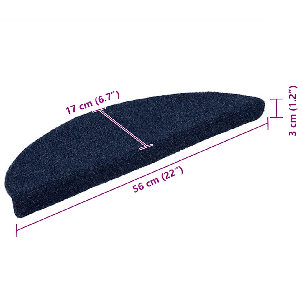 Stair Mats Self-adhesive 15 pcs 56x17x3 cm Navy Half Round