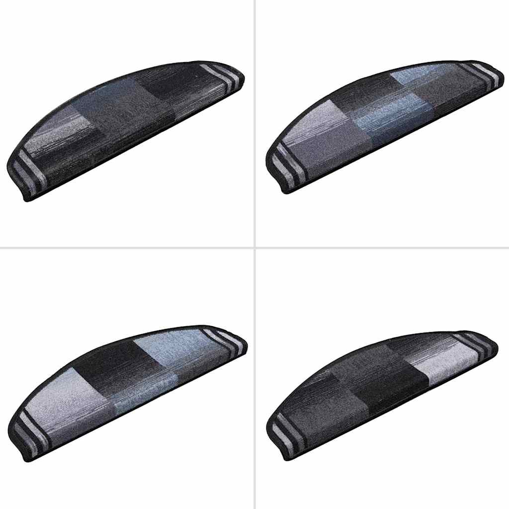 Self-adhesive Stair Mats 15 pcs Black and Grey 65x21x4 cm