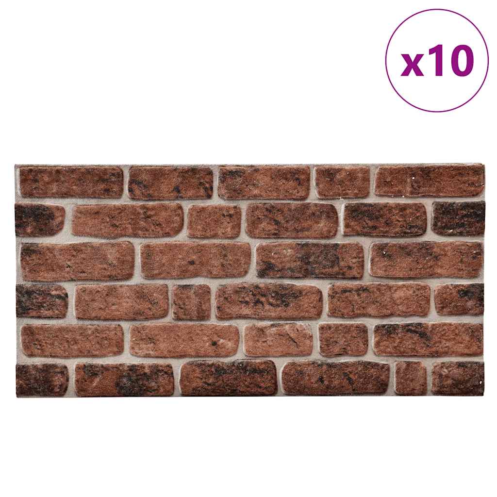 3D Wall Panels with Dark Brown Brick Design 10 pcs EPS