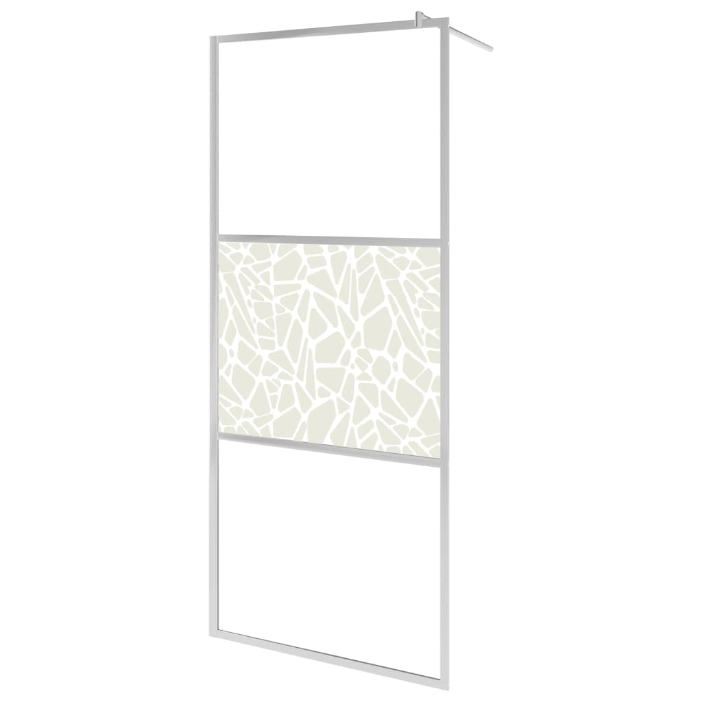 Walk-in Shower Wall ESG Glass with Stone Design 80x195 cm