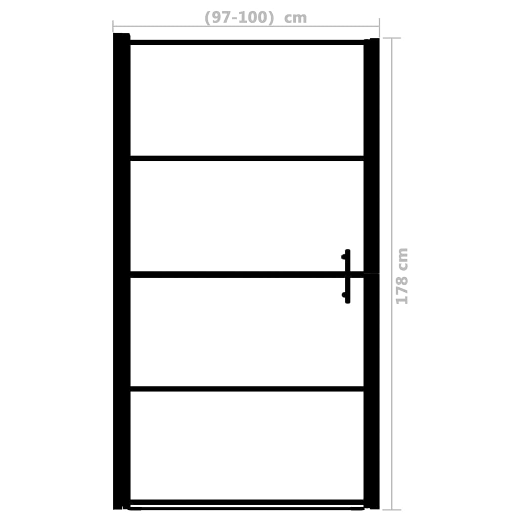 Shower Door Frost Tempered Glass 100x178 cm Black