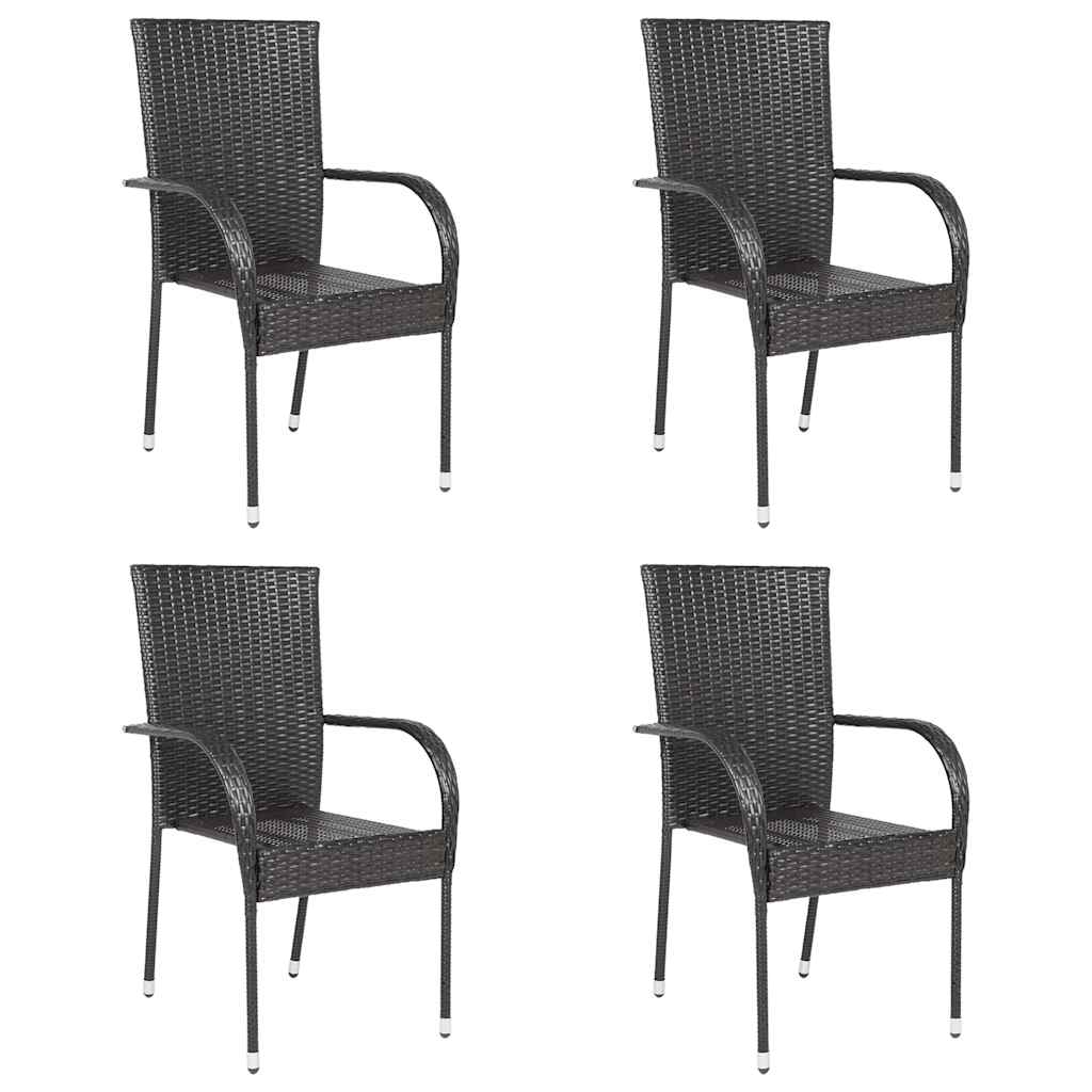 Stackable Outdoor Chairs 4 pcs Poly Rattan Brown