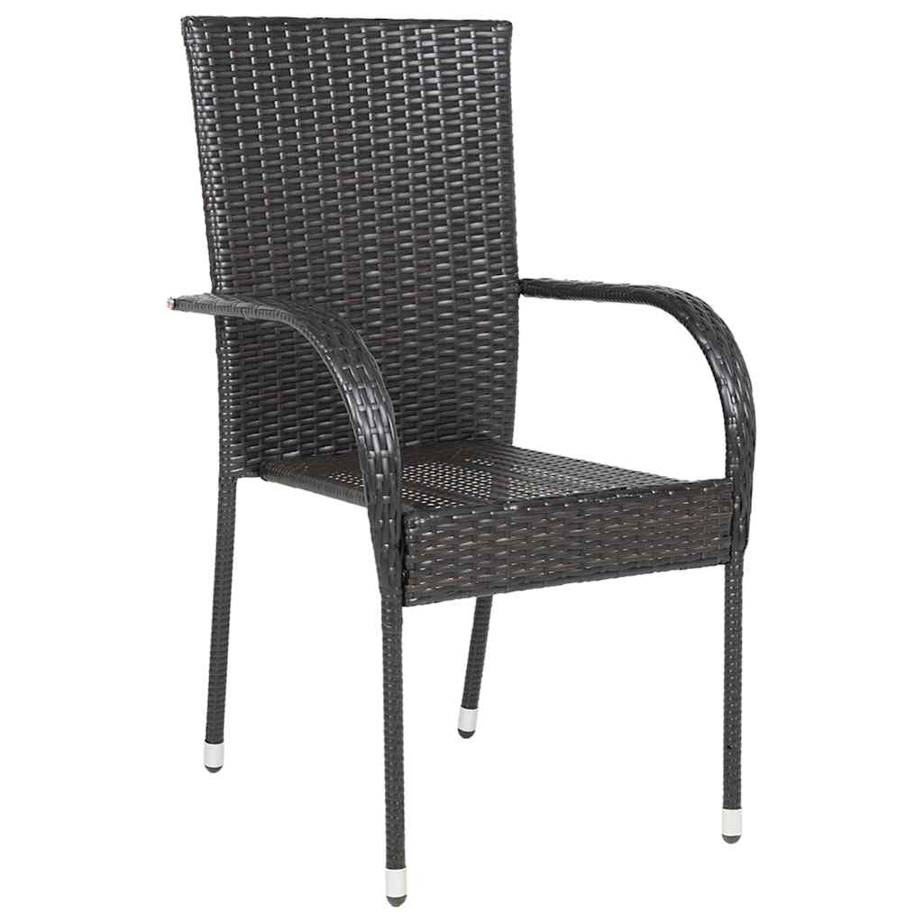 Stackable Outdoor Chairs 4 pcs Poly Rattan Brown