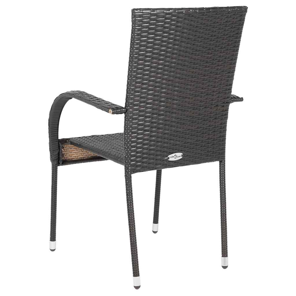 Stackable Outdoor Chairs 4 pcs Poly Rattan Brown
