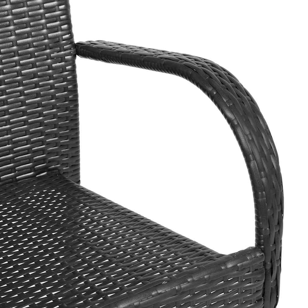 Stackable Outdoor Chairs 4 pcs Poly Rattan Black