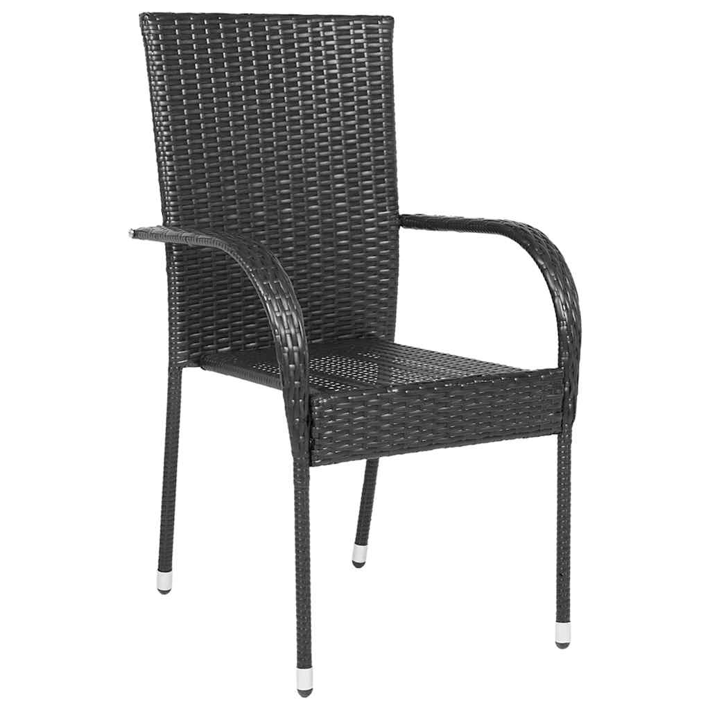 Stackable Outdoor Chairs 6 pcs Poly Rattan Black