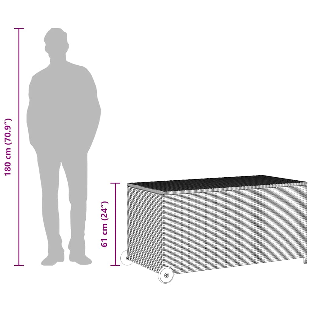 Garden Storage Box Light Grey 120x65x61 cm Poly Rattan