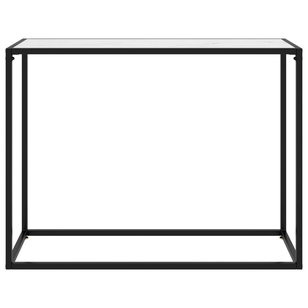 Console Table White 100x35x75 cm Tempered Glass