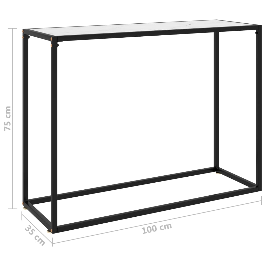 Console Table White 100x35x75 cm Tempered Glass