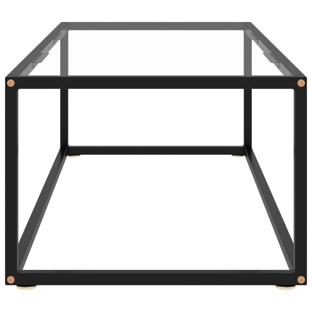 Coffee Table Black with Tempered Glass 100x50x35 cm