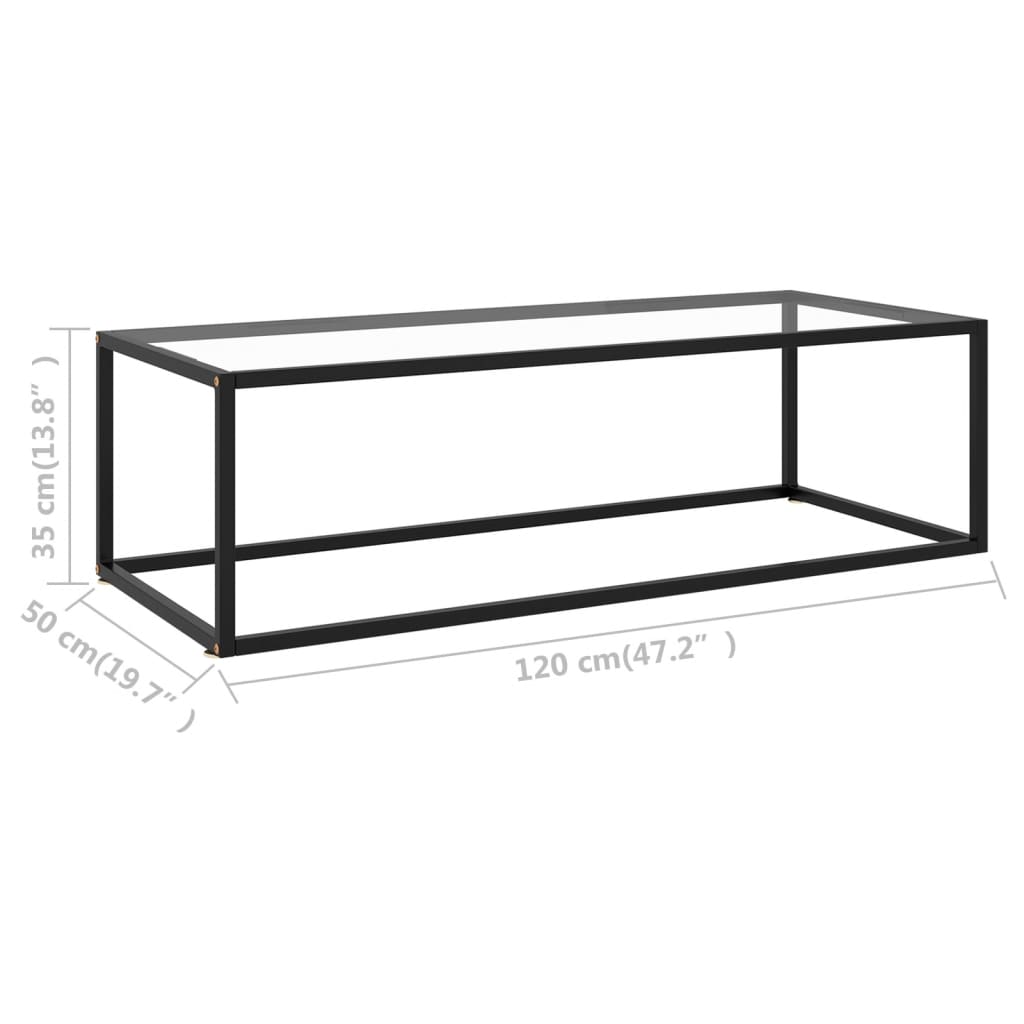 Coffee Table Black with Tempered Glass 120x50x35 cm