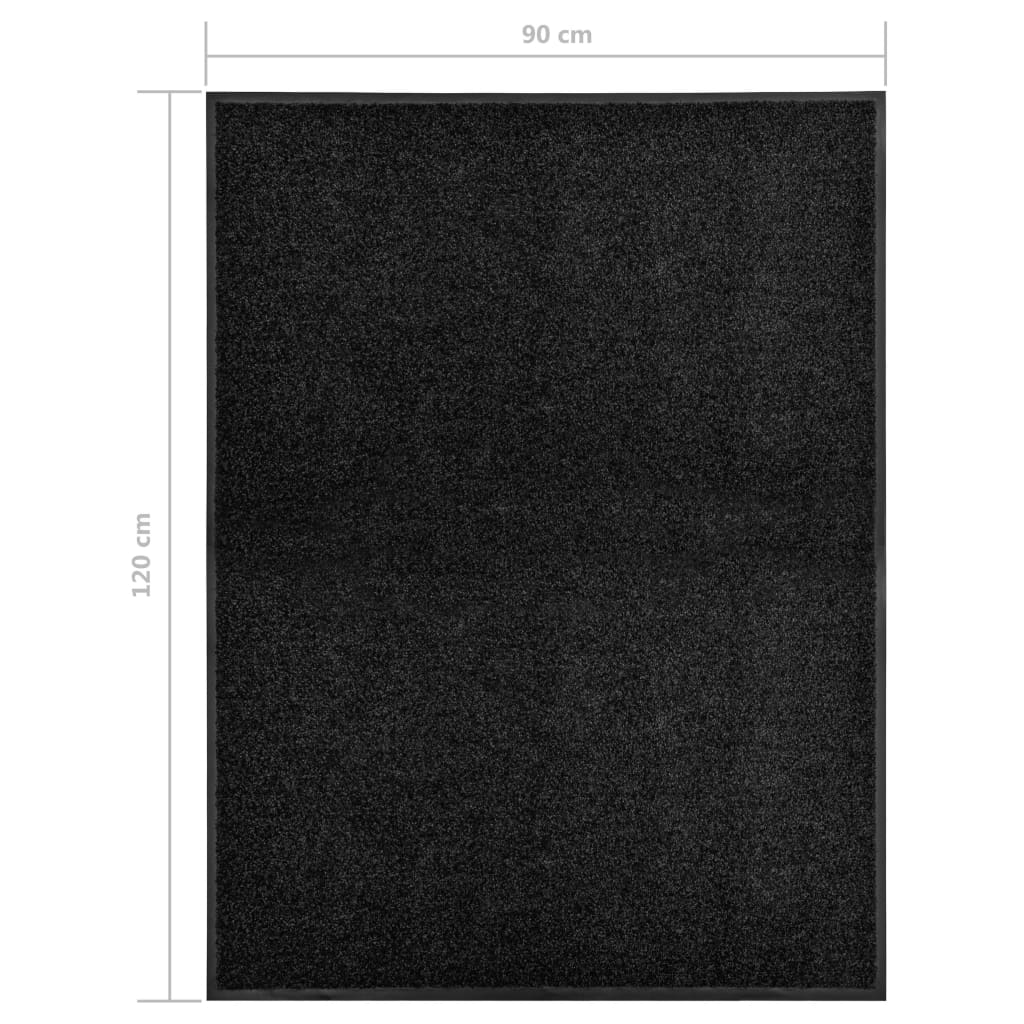 Doormat Washable Black 90x120 cm