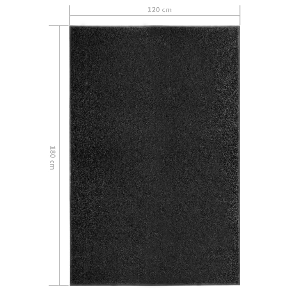 Doormat Washable Black 120x180 cm
