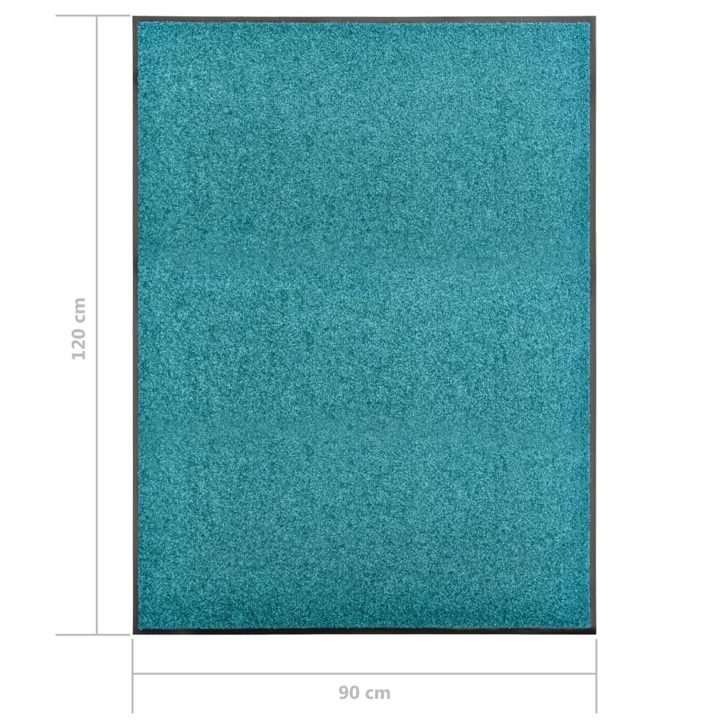 Doormat Washable Cyan 90x120 cm