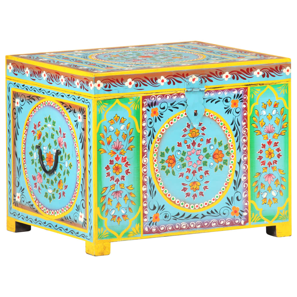 Hand Painted Storage Box 50x40x40 cm Solid Mango Wood