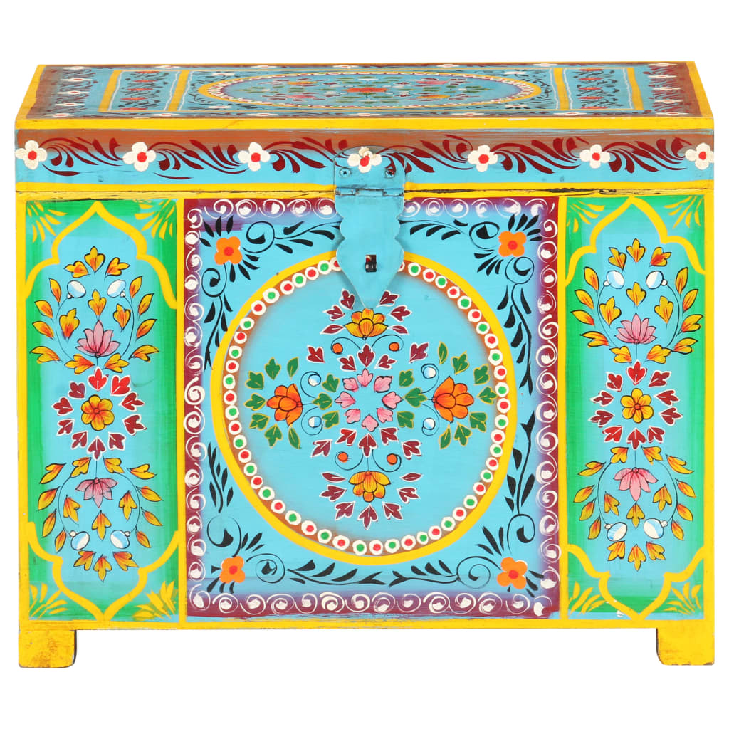 Hand Painted Storage Box 50x40x40 cm Solid Mango Wood