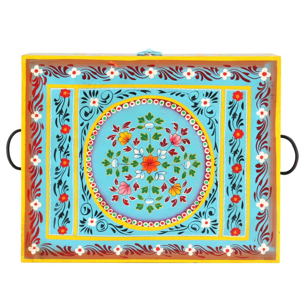 Hand Painted Storage Box 50x40x40 cm Solid Mango Wood