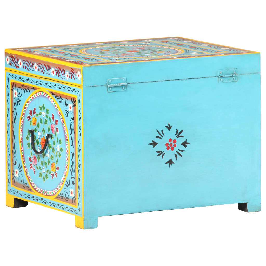 Hand Painted Storage Box 50x40x40 cm Solid Mango Wood
